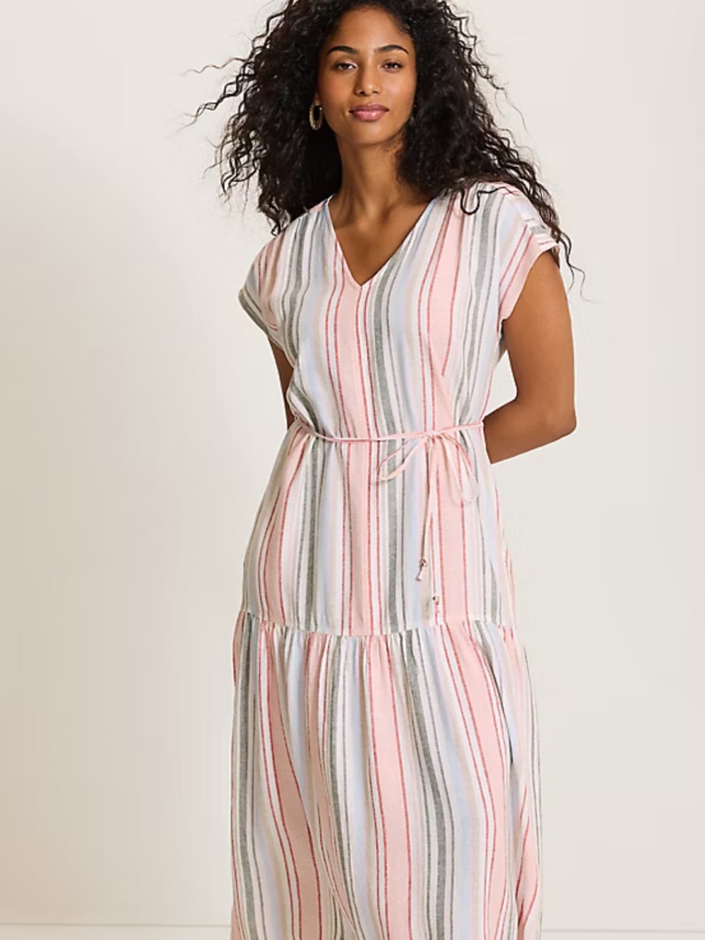 Tommy Bahama Striped Midi Dress in Pink, Gray & White